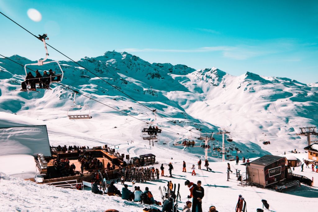 Ski Resort of Bulgaria Nominated Best in the World crowd gathered on snowy mountain park